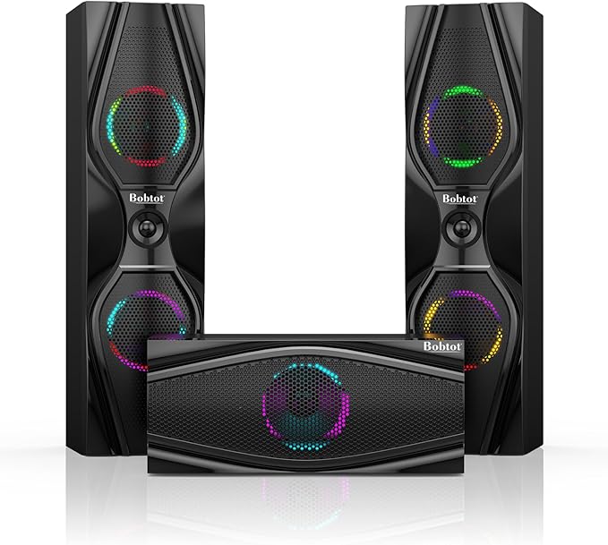 Bobtot Home Theater Systems Surround Sound Speakers - 1200 Watts 10 inch Subwoofer 5.1/2.1 Channel Audio Stereo System with ARC Optical Bluetooth Input for 4K TV Ultra HD AV DVD FM Radio USB