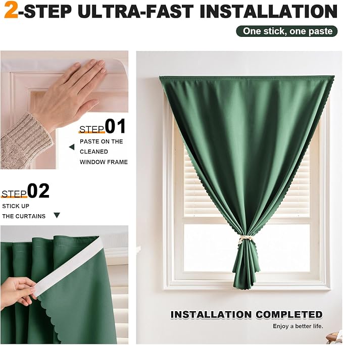 Self Adhesive Curtains, No Drilling Rodless Design - Image 2