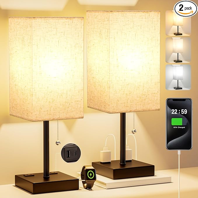 Bedside Lamp for Bedroom Set of 2 by Fenmzeelighting