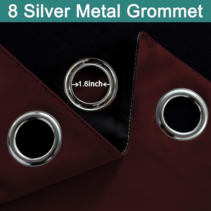 Yakamok Burgundy Red Blackout Curtains 45 Inches Long - Image 6
