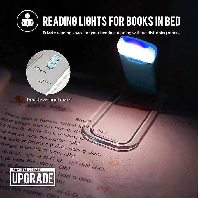 EGWASER Book Reading Light, Portable USB Rechargeable LED Clip on Book Lights - Image 2