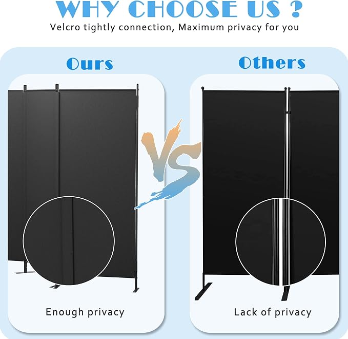 Room Divider Panel 6Ft Privacy Screen Wall Dividers, Portable Room Partition - Image 4