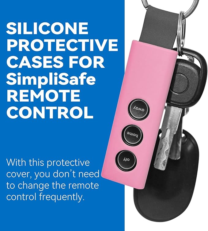 Protective Silicone Sleeve Case for SimpliSafe KeyFob - Arm and Disarm Remotely, Flexible Cover for SimpliSafe Home Security System KeyFob - Latest Gen (Pink)