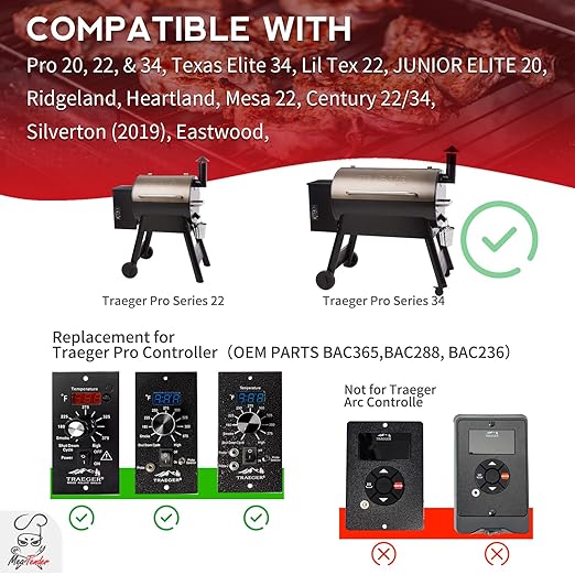 Meatender PID Digital Pro Control Board Replacement (Item# BAC365) for Traeger Pellet Pro Gen 1 Pellet Grill and Smoker