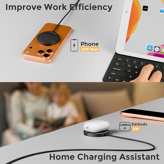25W Magnetic Wireless Charging Pad: Qi2.2 Qi2 MagSafe Fast Charger for Google Pixel 10 iPhone 17 16 Pro Max 16e 15 14 13 12 AirPods & Samsung Galaxy Series Gift Ideal for Desk & Travel (Black, 1Pack)