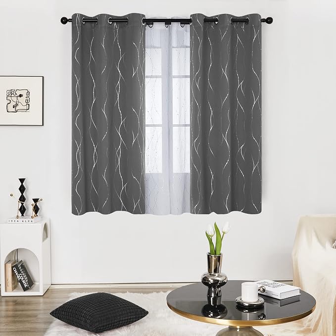 Deconovo Living Room Curtains 45 Inches Long, Thermal Insulated, Room Darkening - Image 2