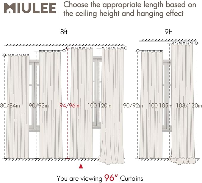 MIULEE 100% Blackout Back Tab Pleat Linen Curtains 50" Wx96 L, Dutch Cocoa | 2 - Image 8