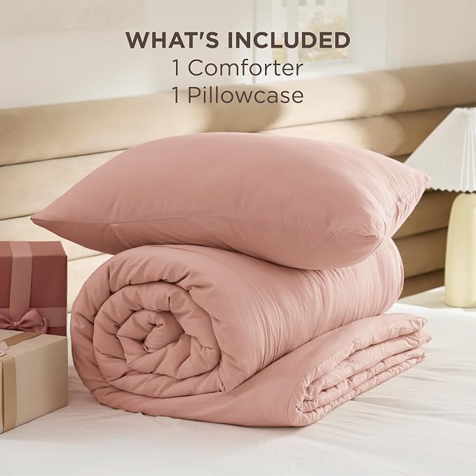 Bedsure Twin/Twin XL Comforter Set, Blush Pink Soft Prewashed Bedding - Image 7
