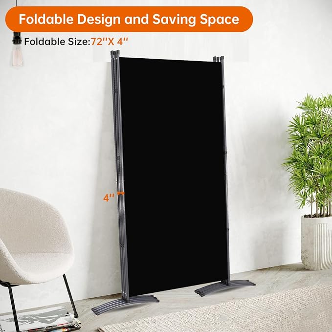 Room Divider 6FT Folding Privacy Screens, 4 Panel Partition Room Dividers | 6FT - Image 4