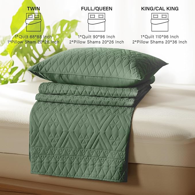 akkialla Twin Size Quilt Bedding Set, Modern Style Geoetric Pattern Coverlet Set - Image 7
