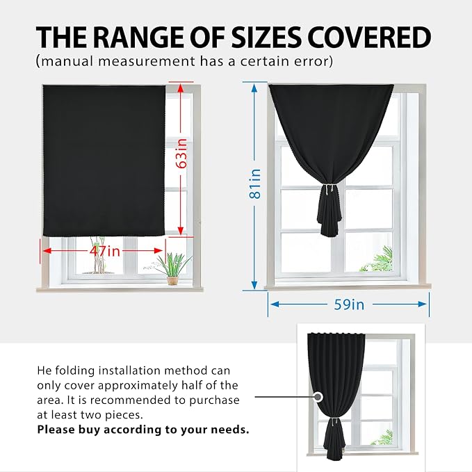 Paste Style Curtains for Windows, Bedroom Blackout Curtains for - Image 3