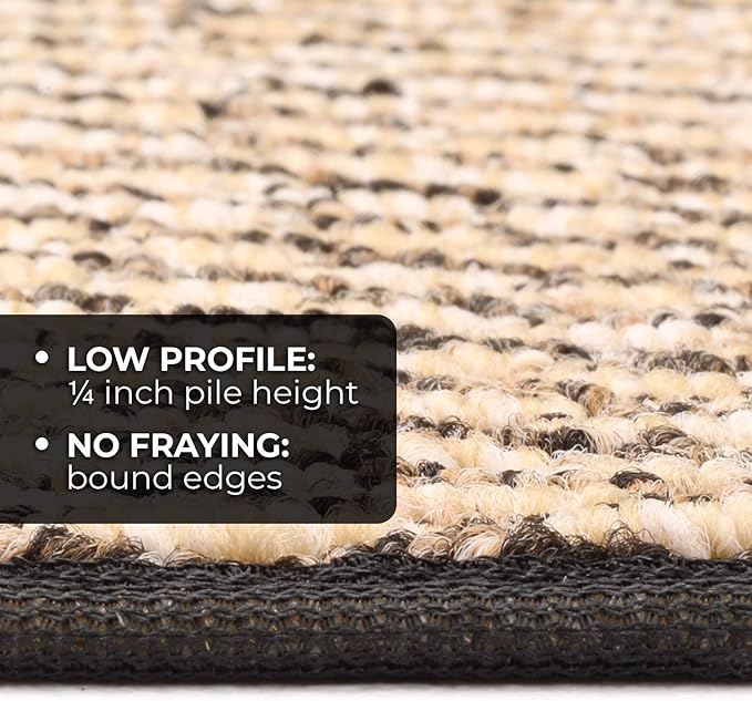 House, Home and More Skid-Resistant Carpet Indoor Area Rug Floor Mat - Black Ripple - 8 Ft X 12 Ft - Non Slip Rubber Backing, Stain Resistant, Dog Friendly, Living Room Bedroom Kitchen Entryway