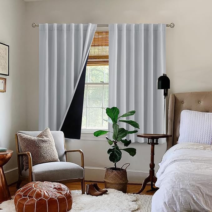 BGment Light Grey Short 100% Blackout Curtains 45 Inch Length - Image 9