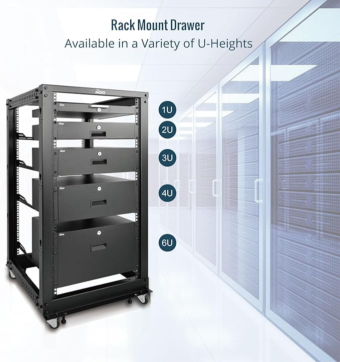 Tecmojo 2U Rack Drawer,Rack Mount Drawer for 19in Network Equipment/Server/AV Rack or Cabinet Enclosure,Sliding and Lockable Server Rack Drawer - Load-Bearing 44lb (20kg),with Cable Management Holes