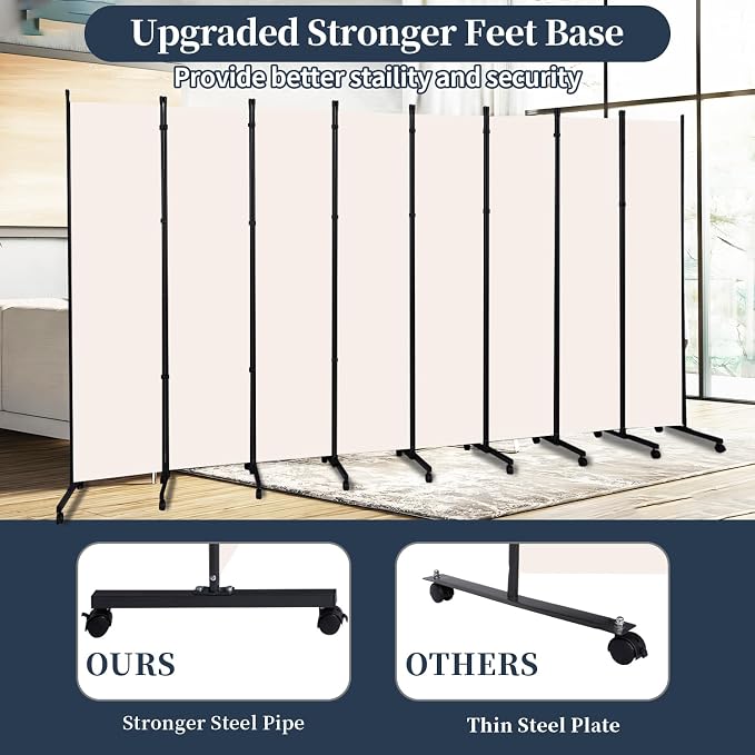 Room Divider Folding Privacy Screens W/Wheels, Divider - Image 2
