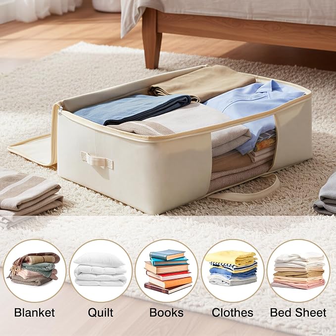 Blanket Storage Bags 70L Canvas Closet Organizers Clothes Container 2 Pack | - Image 6