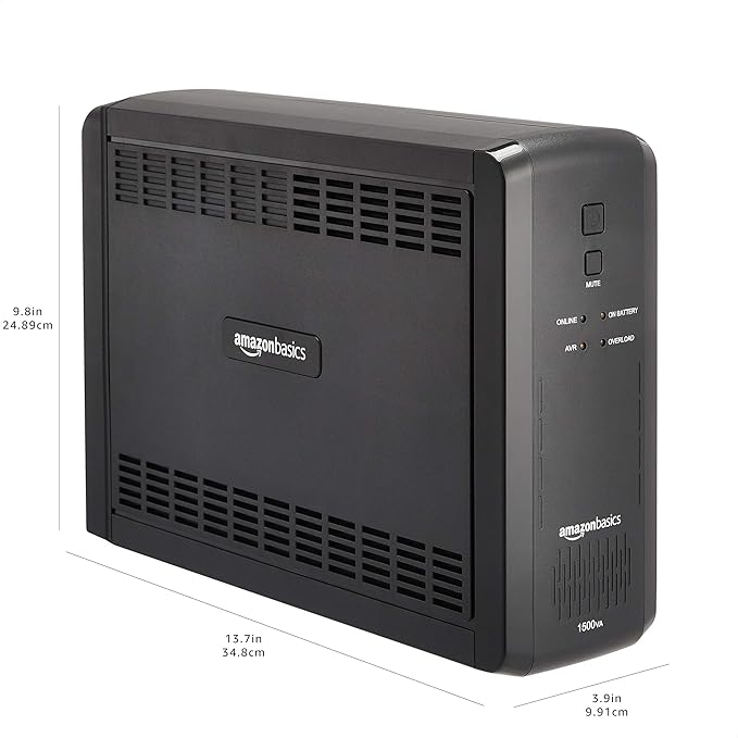 Amazon Basics UPS Battery Backup & Surge Protector 1500VA/900W, 10 Outlets, Line Interactive Uninterruptible Supply, for Power Outage Protection, Black