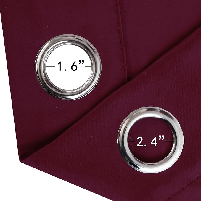 Blackout Curtains 52 x 120 Inch Long Burgundy Red Curtains Set of 2 Panels Room - Image 5