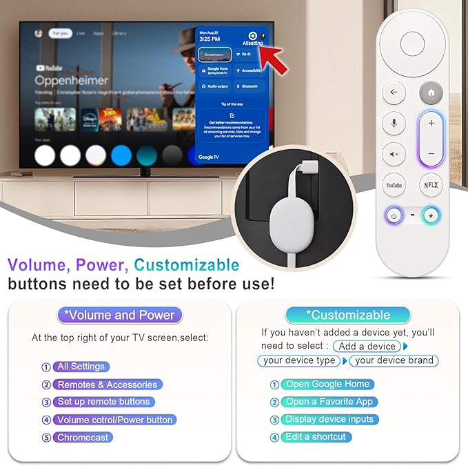 Voice Replacement Remote Control for Chromecast-Google-TV 4K/HD, for Google-TV-Streamer-Remote 4K