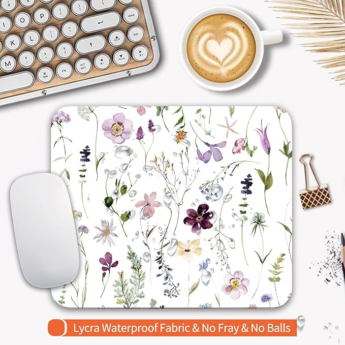 Armanza Square Mouse Pad Beautiful Flowers Plants, Personalized Premium-Textured Custom Mouse Mat Design, Washable Mousepad Cloth, Non-Slip Rubber Base Computer Mouse Pads for Wireless Mouse