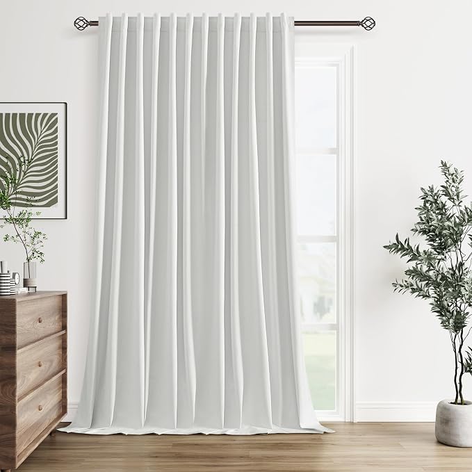 100% Blackout Extra Wide 100 Inch Linen High Ceiling 10FT Curtains 120 Inches by Guken