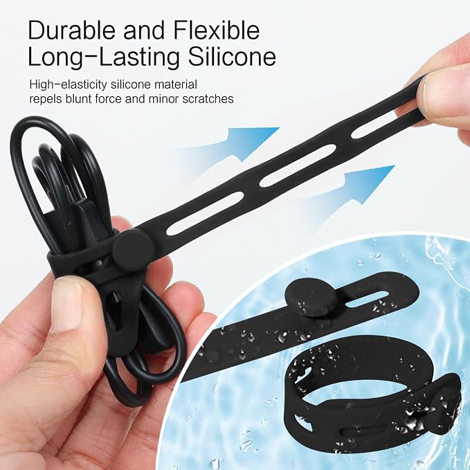 Donruby 24Pcs Silicone Cable Ties, Reusable Cord Organizer Straps, 2 Colors | - Image 4