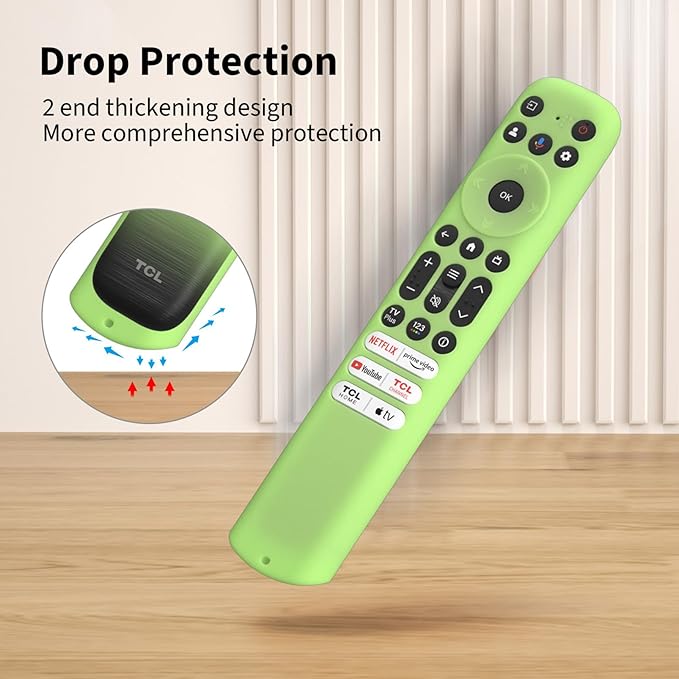 Hi Color Silicone Cover for TCL RC813 FMB1/RC923/RC902V Remote Protective Case Sleeve for TCL Smart TV Remote RC813 FMB1 Case Cover (Glow Green)