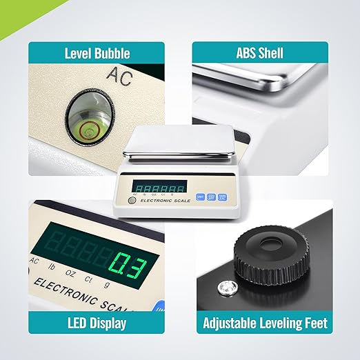 LICHEN Lab Analytical Balance 1000gx 0.1g with LED Display, Tare & Counting Function，G/ct/oz/lb Units- High Precision Scale for Kitchen, Lab, Pharmacy, Jewelry(No Test Weight)