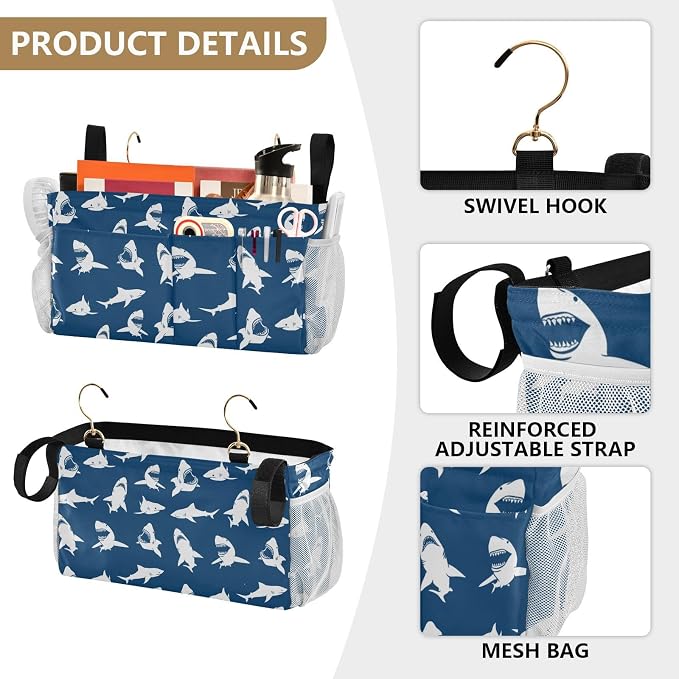 Sharks tag8 Bedside Caddy Storage Bag Bedside Organizer - Image 5