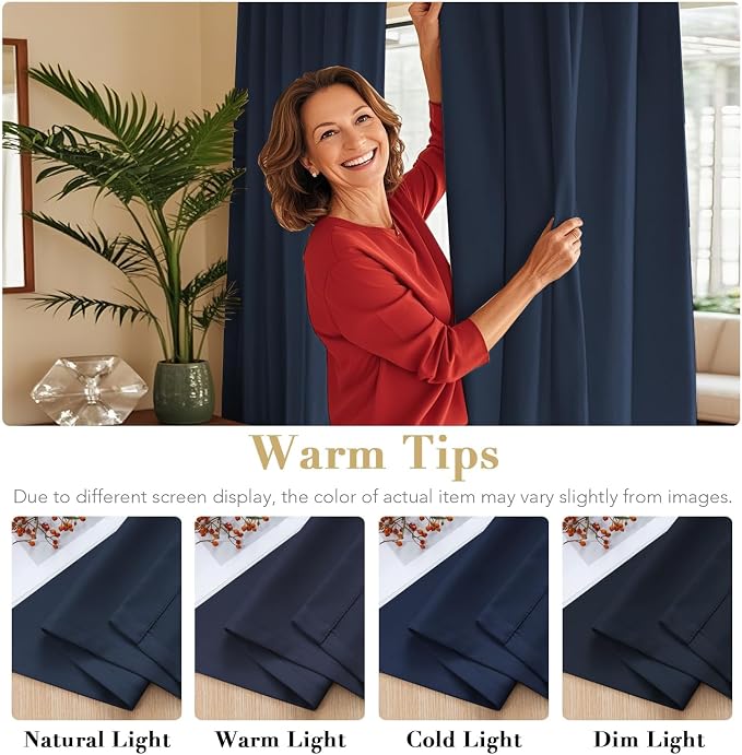 H.VERSAILTEX Back Tab Navy Blackout Curtains 90 Inch Long - Image 6