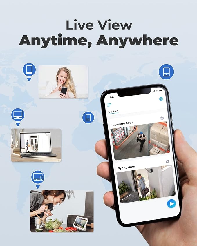 REOLINK 4K Security Camera System - H.265 4pcs PoE Security Cameras Wired with Person Vehicle Detection, 8MP/4K 8CH NVR with 2TB HDD for 24-7 Recording, RLK8-800B4