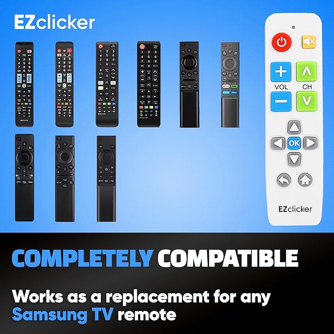 Samsung Replacement TV Remote Compatible with Samsung TV's ONLY (White) Big Button TV Remote Control, Simplified and Easy to Use (2xAAA Batteries not Included)