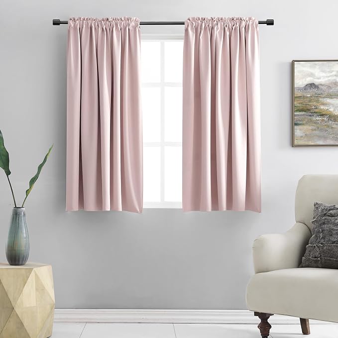 48 Inch Length Blush Pink Curtains by DONREN