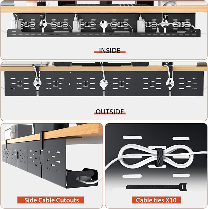 Univivi Under Desk Cable Management Tray, Cable Management, 48 inch, Under Desk - Image 8