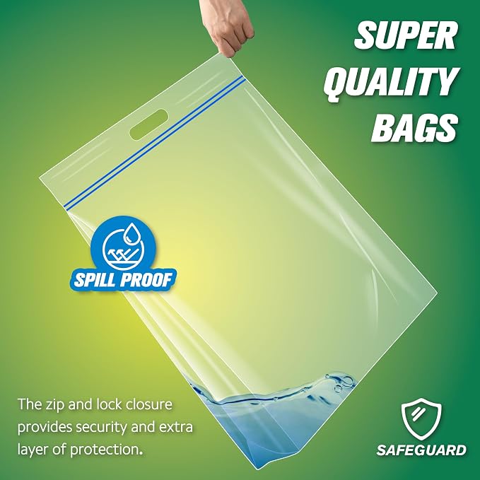 HIBAG 5 Gallon Large Storage Bags, 15” x 18” Resealable Clear Bags - Image 3