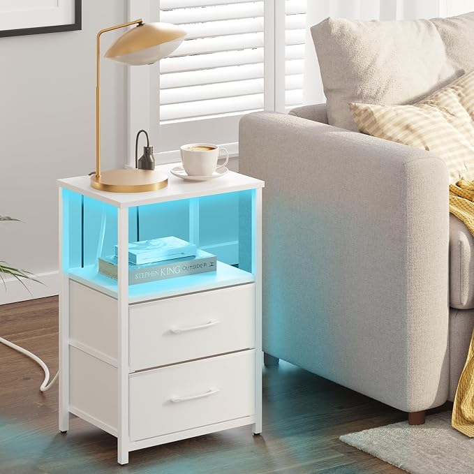 TUTOTAK Nightstands Set of 2, LED End Table - Image 5