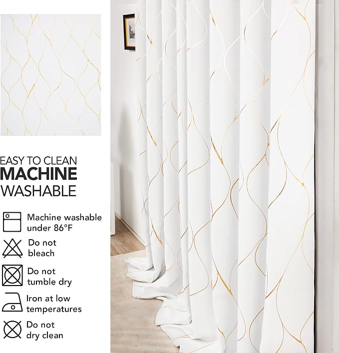 Deconovo Curtains for Living Room, Pattern Blackout Curtains 84 Inches Long | - Image 6