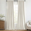 MIULEE 100% Blackout Back Tab Pleat Linen Curtains 50" Wx120 L, Thick Faux Linen by MIULEE