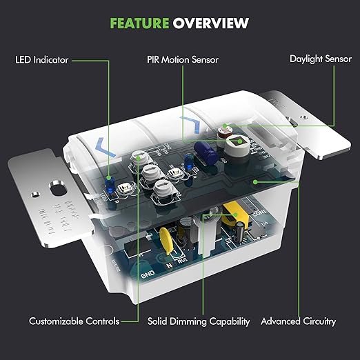 TOPGREENER Occupancy Vacancy PIR Motion Sensor with 0-10V Dimmer Light Switch, 800W Electronic Ballast or LED Driver, Single Pole Low-Voltage Dimmer, TDODS5-010, White