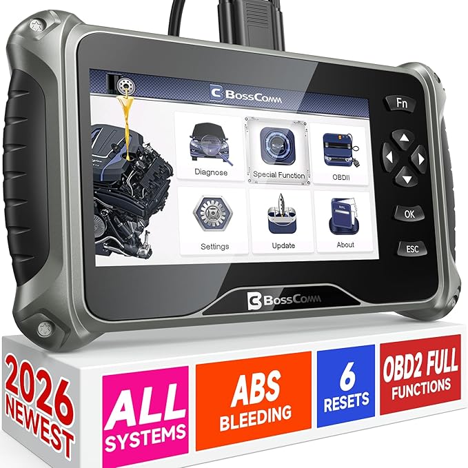 2026 BOSSCOMM IF745 OBD2 Scanner, All Systems Car Code Reader Scan Tool with 6 Resets, ABS Bleeding/Oil/EPB/SAS/Throttle/Battery, Car Scanner Diagnostic Tool for All Vehicles, Lifetime Free Update