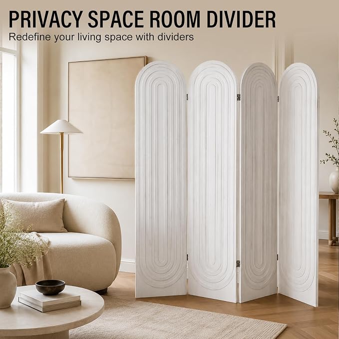 Wood Room Divider Panel, Folding Privacy Screen 4 Panel, Separators Divider - Image 4