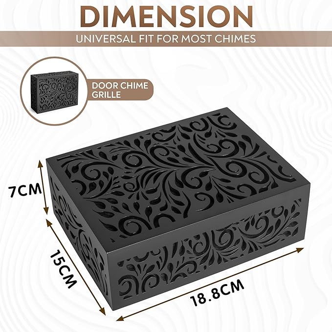 Black Decorative Doorbell Cover Box,Weather Protection Housing Modern Black – Sleek Wall-Mounted Decorative Door Bell Cover Plate – Noise-Reducing, Easy to Install (standard seize (7.75” x 6” x 2.75”)