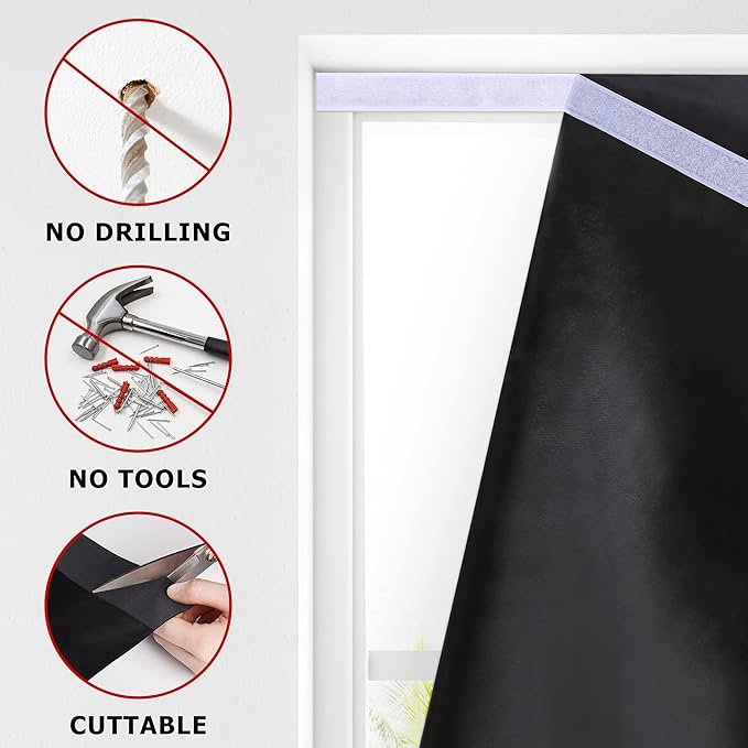 LazBlinds 100% Blackout Door Curtain, 1 Panel | No tools No Drill Cordless - Image 3