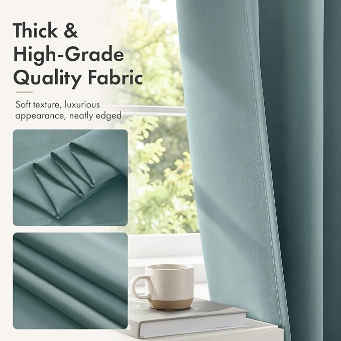 MIULEE 4-Panel 36 Inch Blackout Kitchen Tier Curtains Over Sink Dusty Blue | - Image 6