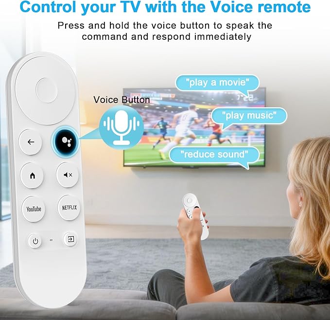 Replacement Voice Remote for Google-Chromecast-Remote, for Chromecast with Google TV Remote 4K/HD & Google TV Streamer 4K