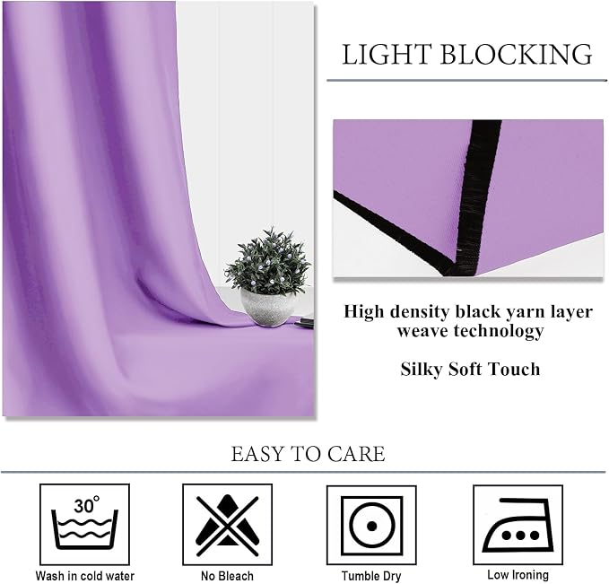Diraysid Lavender Grommet Blackout Curtains - Image 4