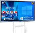 JYXCN 65" 4K Smart Board Interactive Digital Whiteboard, Android 11 & Windows 10 Dual System 8 + 256 GB Smart Board & 20MP Camera | Touchscreen Electronic Smartboard for Classroom, Office