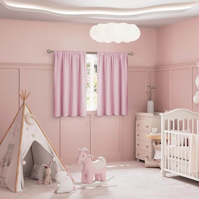 BGment Pink Blackout Curtains for Girls Room 54 Inch Length 2 Panels | Kids - Image 2