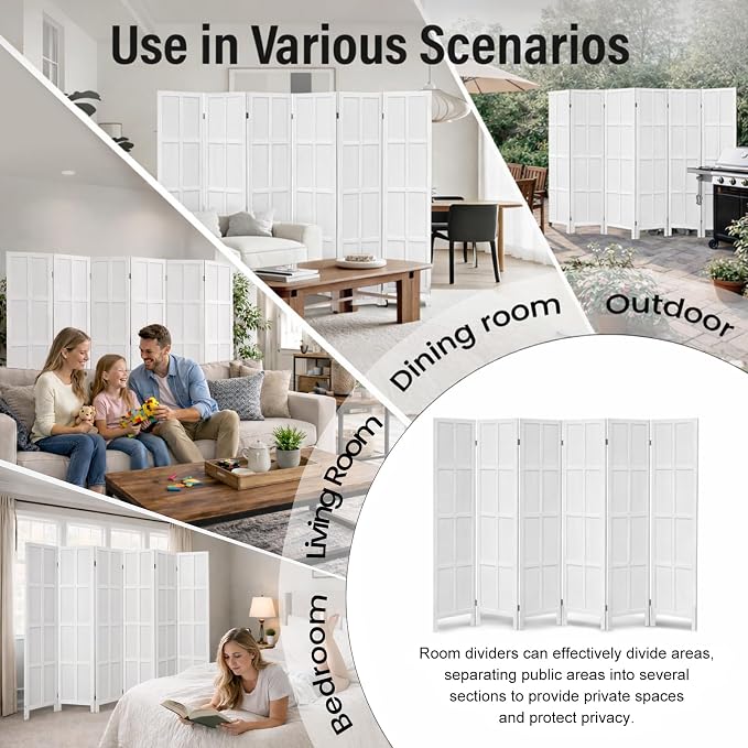 6 Panel Wood Room Divider and Folding Privacy Screen 67″, Freestanding Wall - Image 8