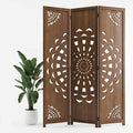 3 Panel Room dividers, 66.9" Boho Double-Sided Carved Screen, Freestanding by Shinkael